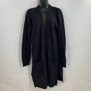 Halogen Women's Rib Knit Wool & Cashmere Long Open Front Cardigan Sweater‎ SZ M